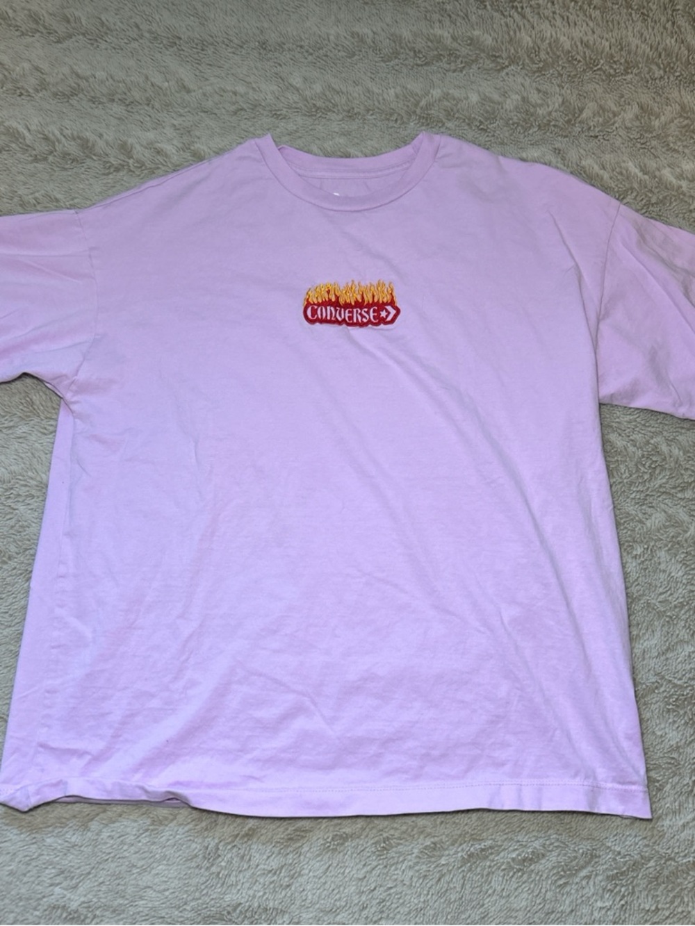 Converse Lilac Short-Sleeve Tee with Red & Yellow Flame Logo